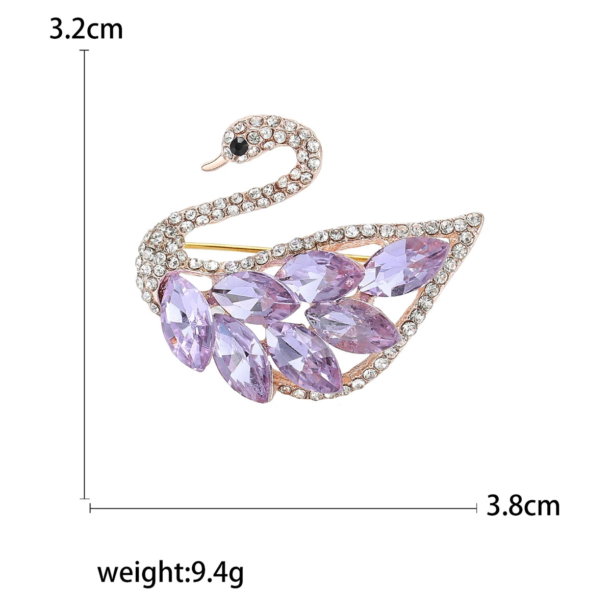 Rhinestone Swan Brooch
