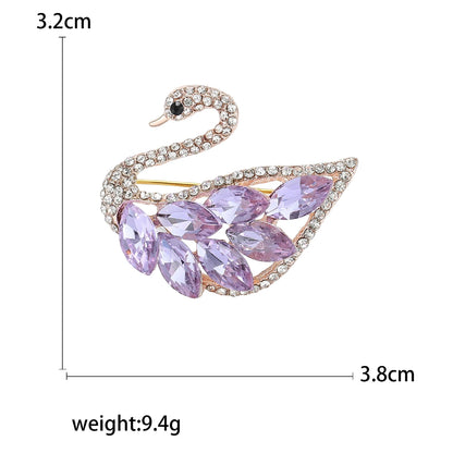 Rhinestone Swan Brooch