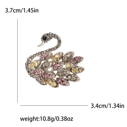 Rhinestone Swan Brooch