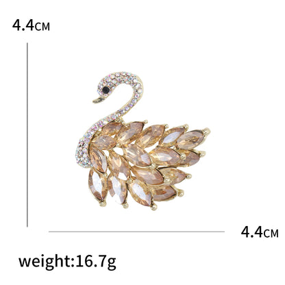 Rhinestone Swan Brooch