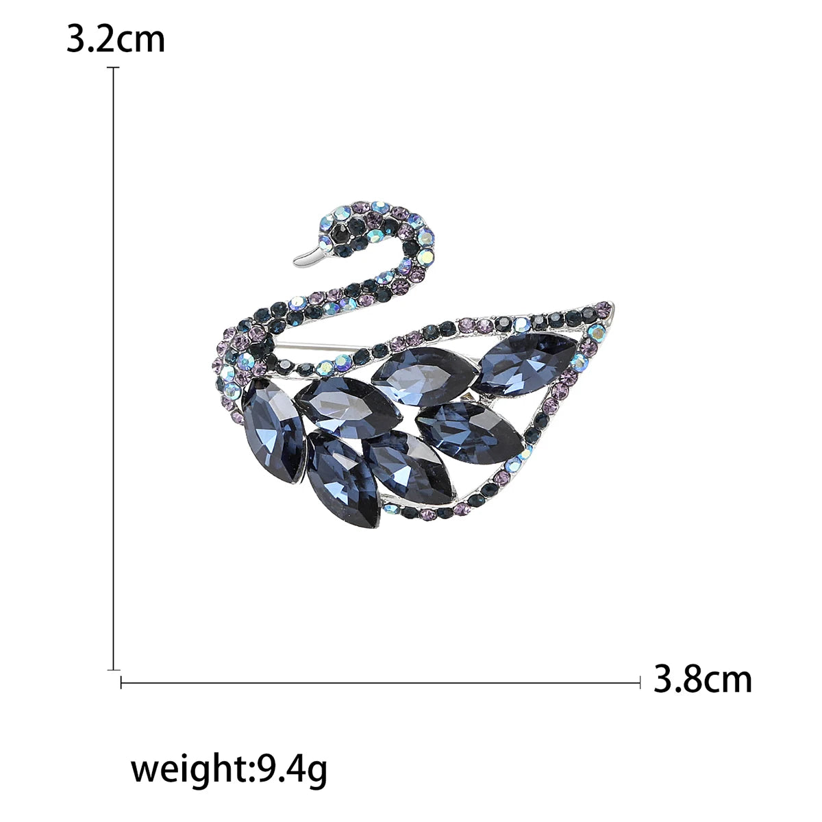 Rhinestone Swan Brooch
