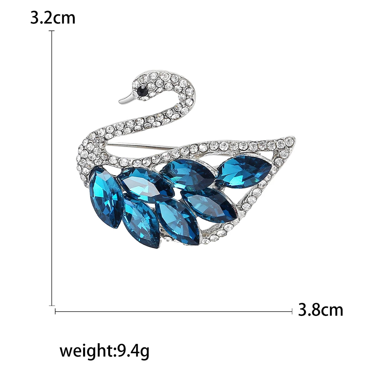 Rhinestone Swan Brooch