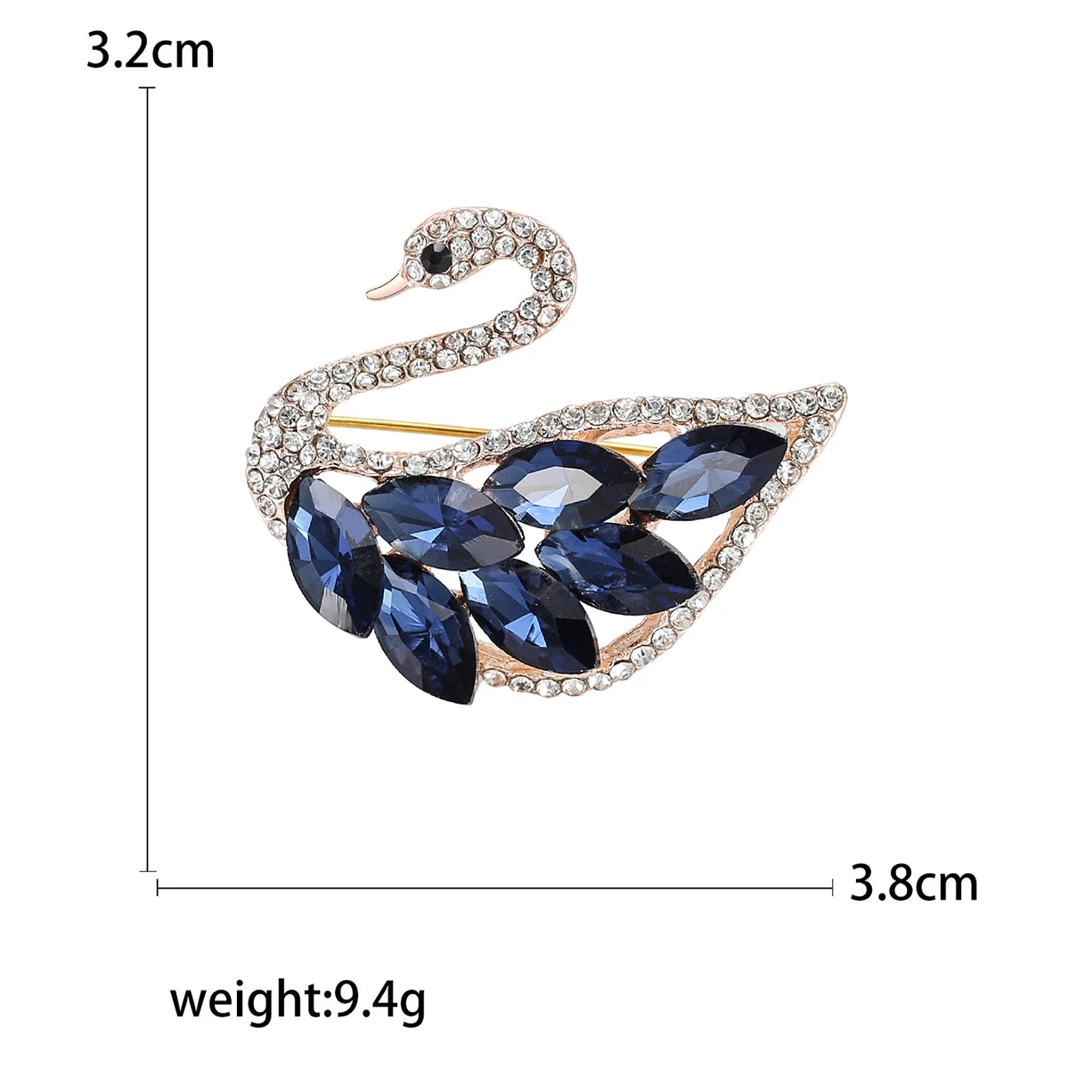 Rhinestone Swan Brooch